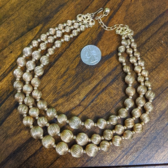 Napier Gold Three Strand Ball Choker - Picture 1 of 4